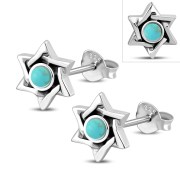 Turquoise Star of David Stud Earrings, e328